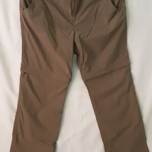 Eddie Bauer Taupe Convertible Outdoor Pants with Pink Trim